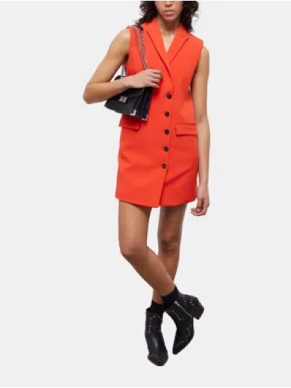 The Kooples Tailored Red Orange Blazer Mini Dress Sleeveless V Neck Size M